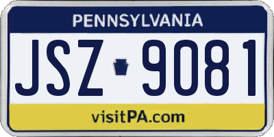 PA license plate JSZ9081