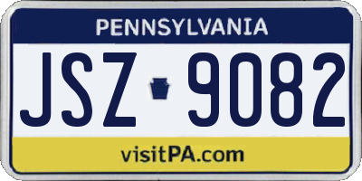 PA license plate JSZ9082
