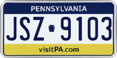 PA license plate JSZ9103