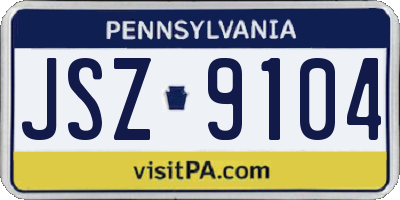 PA license plate JSZ9104