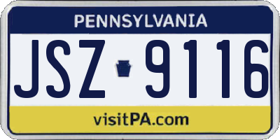 PA license plate JSZ9116