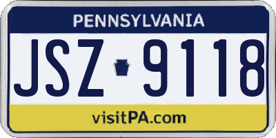 PA license plate JSZ9118
