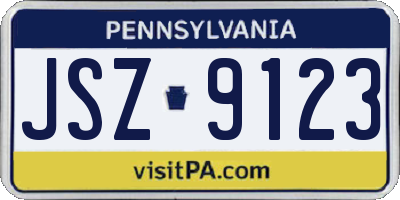 PA license plate JSZ9123