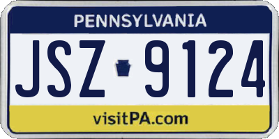 PA license plate JSZ9124
