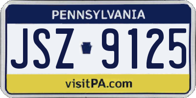 PA license plate JSZ9125