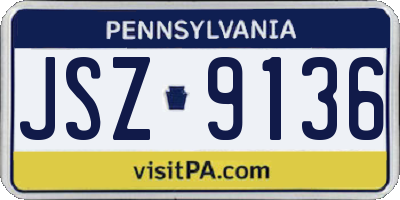 PA license plate JSZ9136