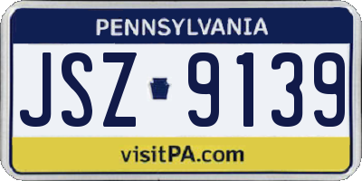 PA license plate JSZ9139
