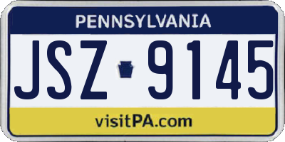 PA license plate JSZ9145
