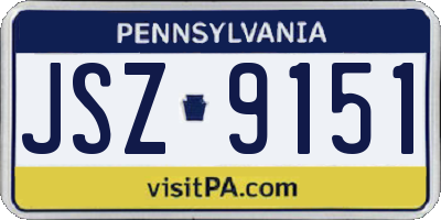 PA license plate JSZ9151