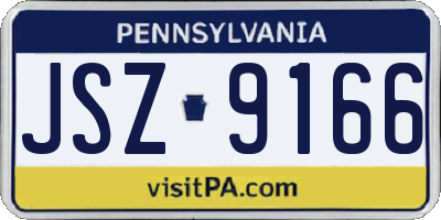 PA license plate JSZ9166