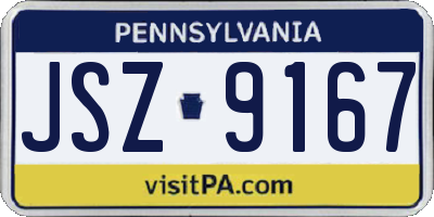 PA license plate JSZ9167