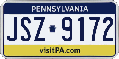 PA license plate JSZ9172