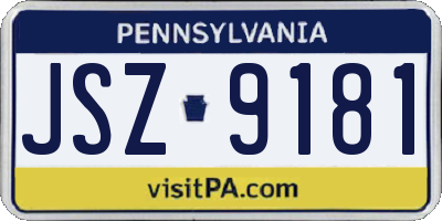 PA license plate JSZ9181