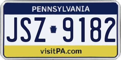 PA license plate JSZ9182
