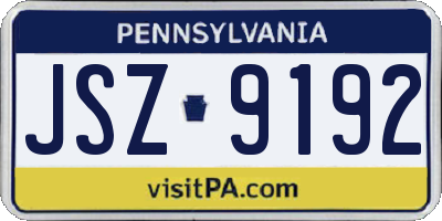 PA license plate JSZ9192