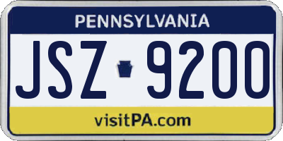PA license plate JSZ9200