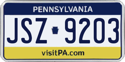 PA license plate JSZ9203