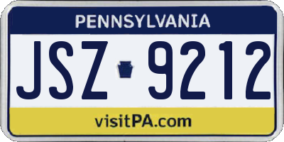 PA license plate JSZ9212