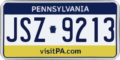 PA license plate JSZ9213