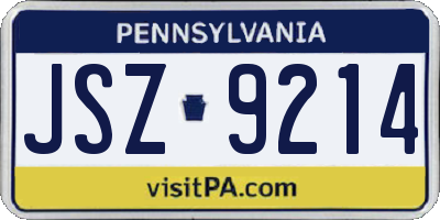PA license plate JSZ9214