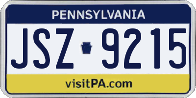 PA license plate JSZ9215