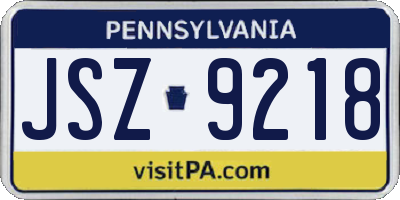PA license plate JSZ9218
