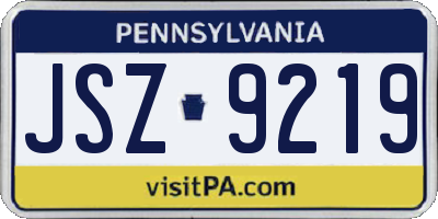 PA license plate JSZ9219