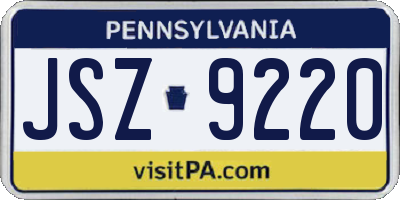 PA license plate JSZ9220