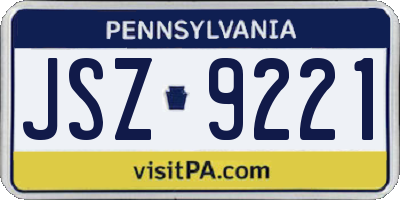 PA license plate JSZ9221