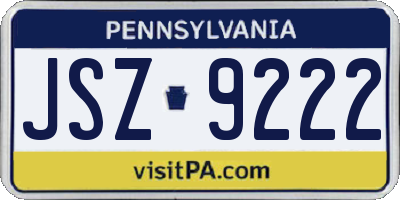PA license plate JSZ9222