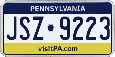 PA license plate JSZ9223