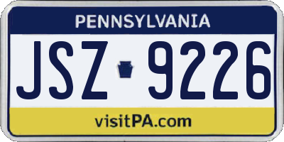PA license plate JSZ9226