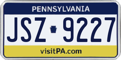 PA license plate JSZ9227