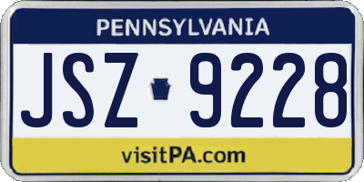 PA license plate JSZ9228