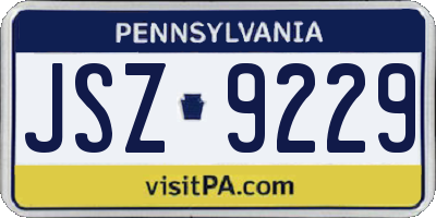 PA license plate JSZ9229