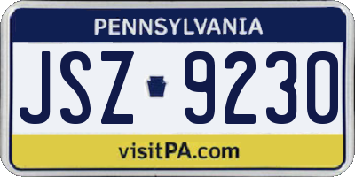 PA license plate JSZ9230