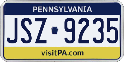 PA license plate JSZ9235