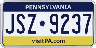 PA license plate JSZ9237