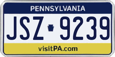 PA license plate JSZ9239