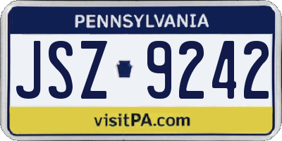 PA license plate JSZ9242