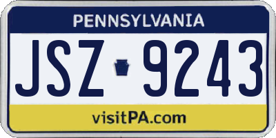 PA license plate JSZ9243