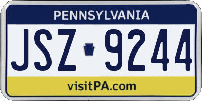 PA license plate JSZ9244