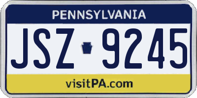 PA license plate JSZ9245