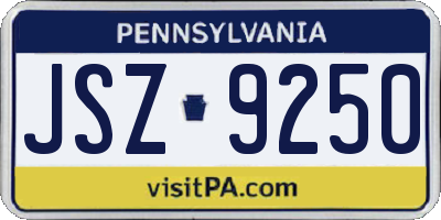 PA license plate JSZ9250