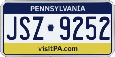 PA license plate JSZ9252