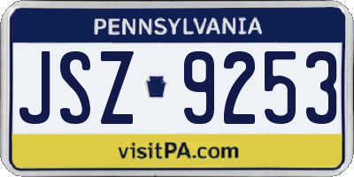 PA license plate JSZ9253