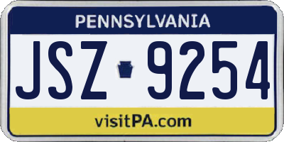 PA license plate JSZ9254