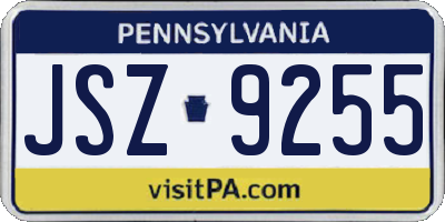 PA license plate JSZ9255