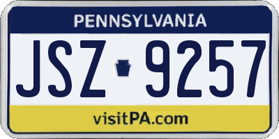 PA license plate JSZ9257