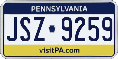 PA license plate JSZ9259